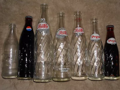 7 Vintage Pepsi-Cola Soda Pop Bottles  • $7