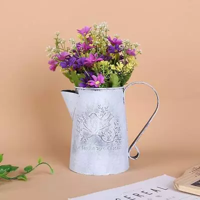 French Style Country Rustic Jug Vase Metal Flower Vase Pitcher For Wedding Home • £11.42