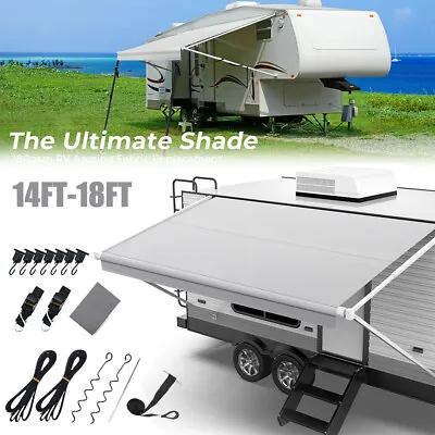 RV Awning Fabric Replacement 14ft-18ft Weatherproof Vinyl Canopy For Camper  • $66.77