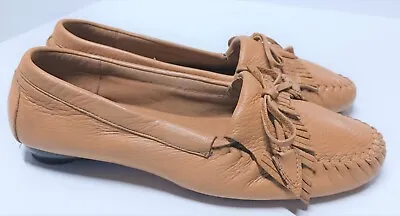 MTNY Me Too  Errow-Lo  Leather Kilty Fringe Moc Loafer Slip On Shoe Size 8 M • $19.99