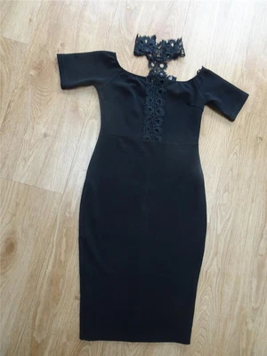£9.99 • Buy AX PARIS Ladies Black Halter Neck Lace Body Con Dress Party Occasion UK 10 NEW