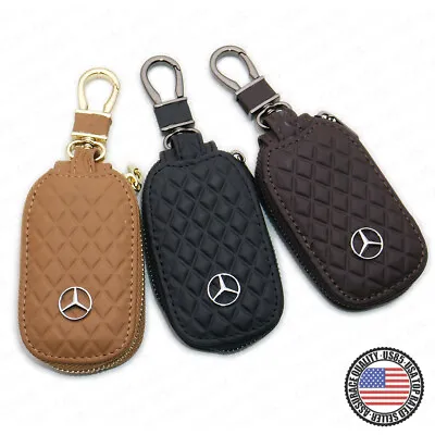 $14.99 • Buy Mercedes Casual Plaid Pattern Leather Car Key Fob Protective Case Keychain Sport