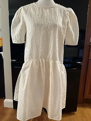 NWT Zara Floral Brocade Peplum Bottom Oversized Ivory Dress Small • $25