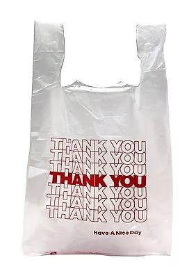 NEW 100 Ct PLASTIC SHOPPING BAGS T-SHIRT TYPE GROCERY WHITE SMALL SIZE BAGS. • $7.79