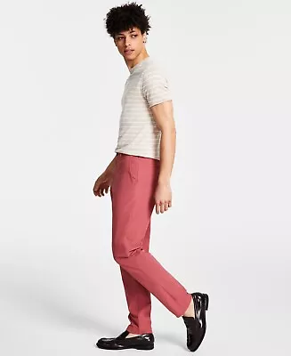 Calvin Klein Mens Slim Fit Red Performance Dress Pants 34 X 32 • $15