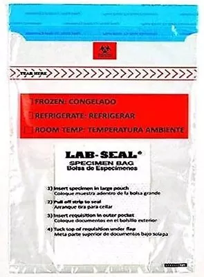 1000 Specimen Bags W/ Removable Biohazard Symbol And Absorbent Pad • $338.31