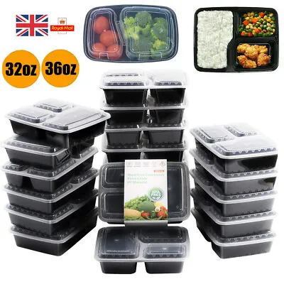 20X Meal Prep Food Container Compartment Microwave BPA Free Lunch Box Stackable • £6.90