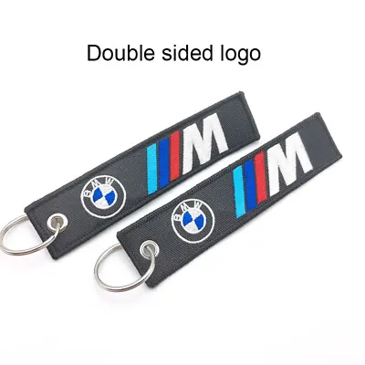 2PC Jet Tag Keychain Lanyard Embroidered Double Sided Car Logo Pendant For BMW M • $12.99