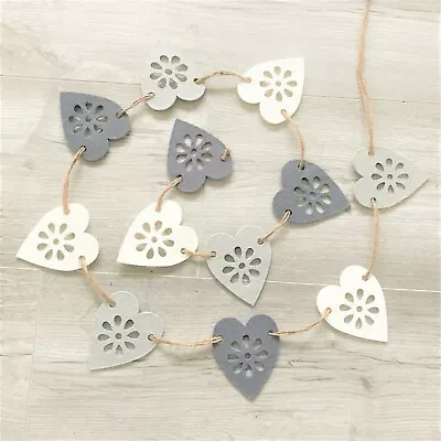 £9.99 • Buy Grey Bunting,garland,12 Thick Felt Hearts,home Decor,kitchen,nursery,2.5 Metres 