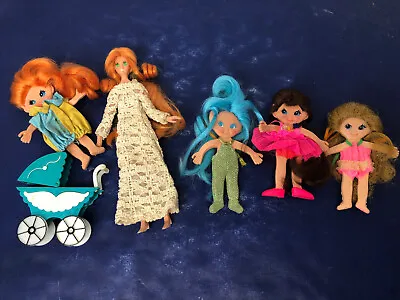 4.5-8” Vintage Mattel Lot Of 5 Flatsy Dolls 1968-1969 & Buggy Varies #U • $59.95