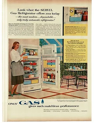 1956 Servel Gas Refrigerator Freezer 50s Kitchen Decor Vintage Print Ad • $8.95