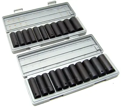 24 Pcs 1/2  Drive  Deep Impact Socket  Metric And Standard Impact Sockets Set • $49.63