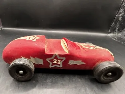 Vintage Red Boy Scout Pinewood Derby Wood Wooden Model Race Car No. 21 • $9.99