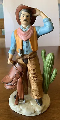 VTG HOME INTERIORS & Gifts Southwestern Cowboy Statue Sculpture Saddle Chaps. • $22.88