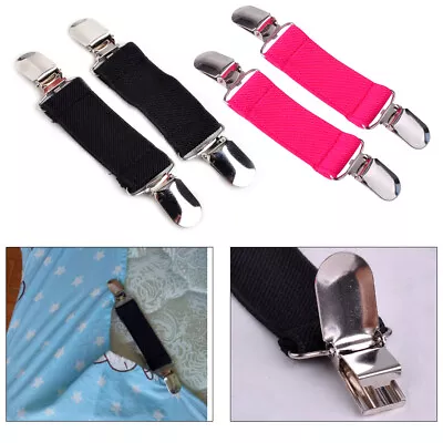 2 X Elastic Stretch Dress Clip Bed Sheet Fasteners Strap Cinch Holder Clasp • $8.69