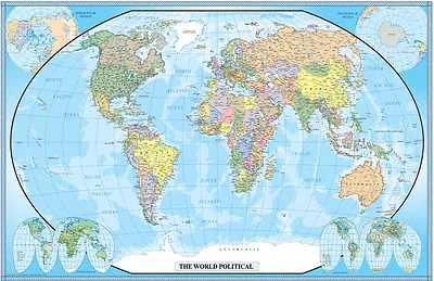 World Wall Map Mural Poster Classic Blue Edition By Swiftmaps • $12.99