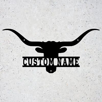 Custom Longhorn Metal Wall Art Personalized Home Farm Decor Signs Family Gifts • $139.95