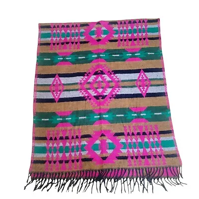 High Quality Tibet Hand Loom Yak Wool Shawl Scarf Reversible MultiColor 34x83 • $59.99