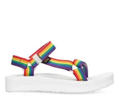 NEW Teva Sandals Sz US 7 8 10 White Rainbow Midform Universal Platform Pride    • $69.95