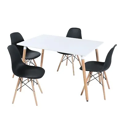 £29.95 • Buy Dining Table Dining Chairs Wooden Legs Kitchen Plastic  Retro Design Lounge