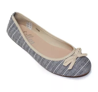 Ladies Blue Slip On Casual Shoes Cream Dolly Comfy Ballet Flats Pumps UK 3-8 • £8.99