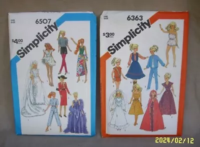 Lot Of 2 Vtg Simplicity Barbie Doll Clothes Sewing Patterns 1980's Uncut • $14.50