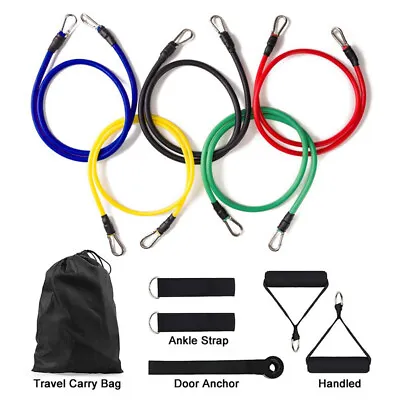 11 Piece Resistance Bands 100 LBS Set Tube Workout Band Fitness Heavy Duty • $9.90