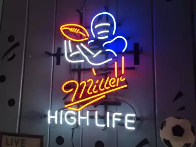 New Miller High Life Football Neon Light Sign 20 X16  Lamp Real Glass Bar Beer • $130.79