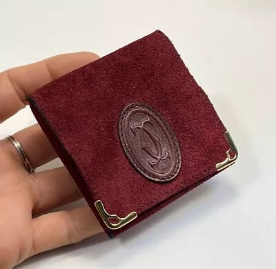 Vintage CARTIER Oxblood Suede & Leather Gold Tipped Snapping Change Purse Holder • $59