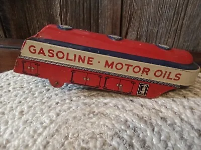Vintage Tin Litho Gasoline Motor Oils Tanker Trailer USA • $34.99
