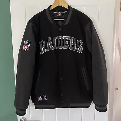 NFL RAIDERS Bomber Varsity Jacket Size Large X Primark Las Vegas Great Condition • £49.95
