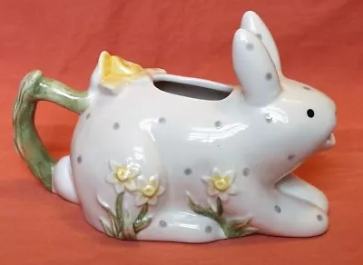 Vintage Sakura Ceramic Bunny With Handpainted Daffodils Creamer Small Pitcher • $12.50