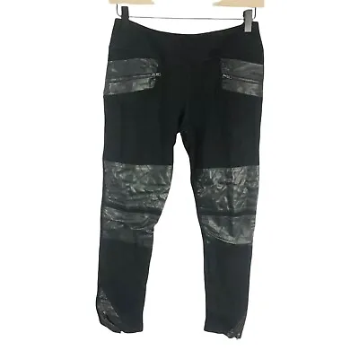 Joe's Jeans Off Duty Black Moto Leather Leggings Womens Size M • $16.60