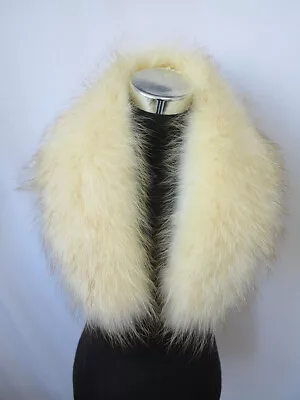 100% Real Raccoon Fur Collar/neck Wrap/unisex Jacket Beige Scarf 80*15cm • $36