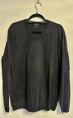 Barneys V Neck Sweater Mens 2XL Black Cotton Knit Made In Italy Adult Pullover • $29.99