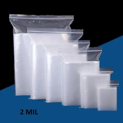 Case Multiple Sizes Plastics Clear Zip Lock Seal Top Reclosable Poly Bags 2Mil  • $1.08