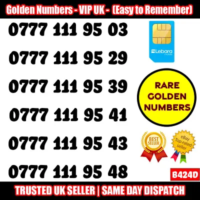 £19.95 • Buy Golden Number VIP UK SIM Cards - Easy To Remember Mobile Numbers LOT - B424D