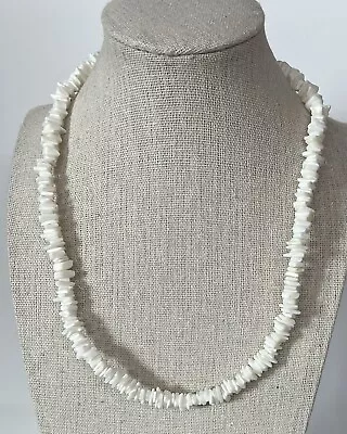 White Puka Chips Hawaiian Mens Surfer Necklace Beach 17  - Vintage 70s • $15