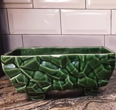 Vintage Brush McCoy Planter Mid-Century Modern Geometric Green Flower Pot • $25.97