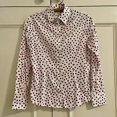 Rhodes And Beckett White And Red Polka Dot Egyptian Cotton Shirt Size 8 • $29