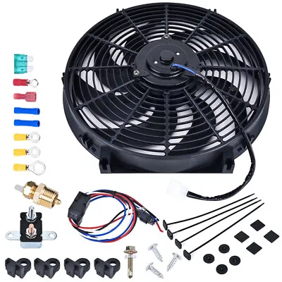 12  Electric Radiator Fan High 800+CFM Thermostat Wiring Switch Relay Kit Black • $34.99