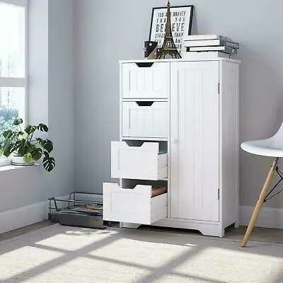 $84.99 • Buy Modern 4-Drawers Chest Dresser Storage Cabinet Collection Home Furniure White