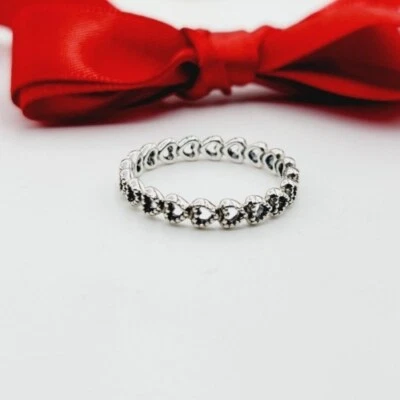 $35 • Buy New Genuine Pandora Silver Ring Band Of Hearts #190980 Size 54 Authentic Ale 925