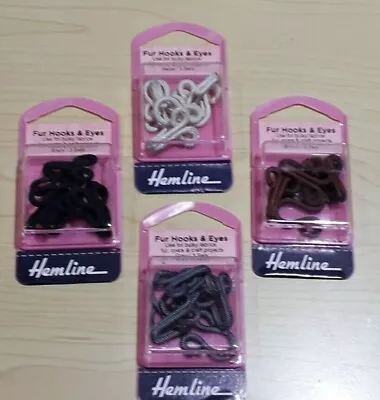 £2.89 • Buy BNWT - Hemline - 3 Sets Per Pack - Fur Coat Hook And Eyes Beige Black Brown Grey