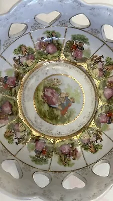 ROYAL VIENNA Antique Austria Victorian Pierced Porcelain Footed Bowl/Centerpiece • $125