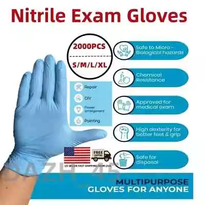 2000 PCS Blue Nitrile Exam Gloves Chemo-Rated (Powder Free Vinyl Latex) S/M/L/XL • $54.97