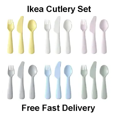 £4.75 • Buy Ikea Kalas Kids Plastic Spoons Knife Fork Cutlery Set Multi Colour 18 Piece 