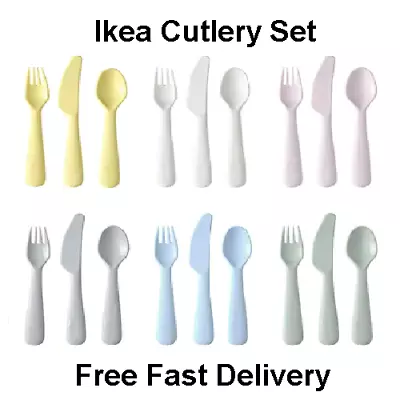 Ikea Kalas Kids Plastic Spoons Knife Fork Cutlery Set Multi Colour 18 Piece  • £5.49