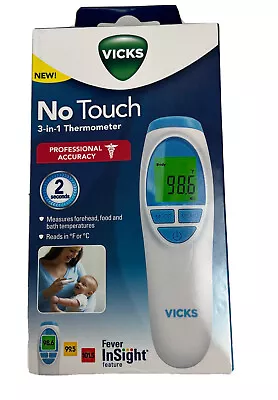Vicks No-Touch 3 In 1 Thermometer Measures Forehead Food And Bath New • $13.99