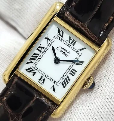 Cartier Must De Tank Manual 17j Roman White Dial Women's Watch • $1700